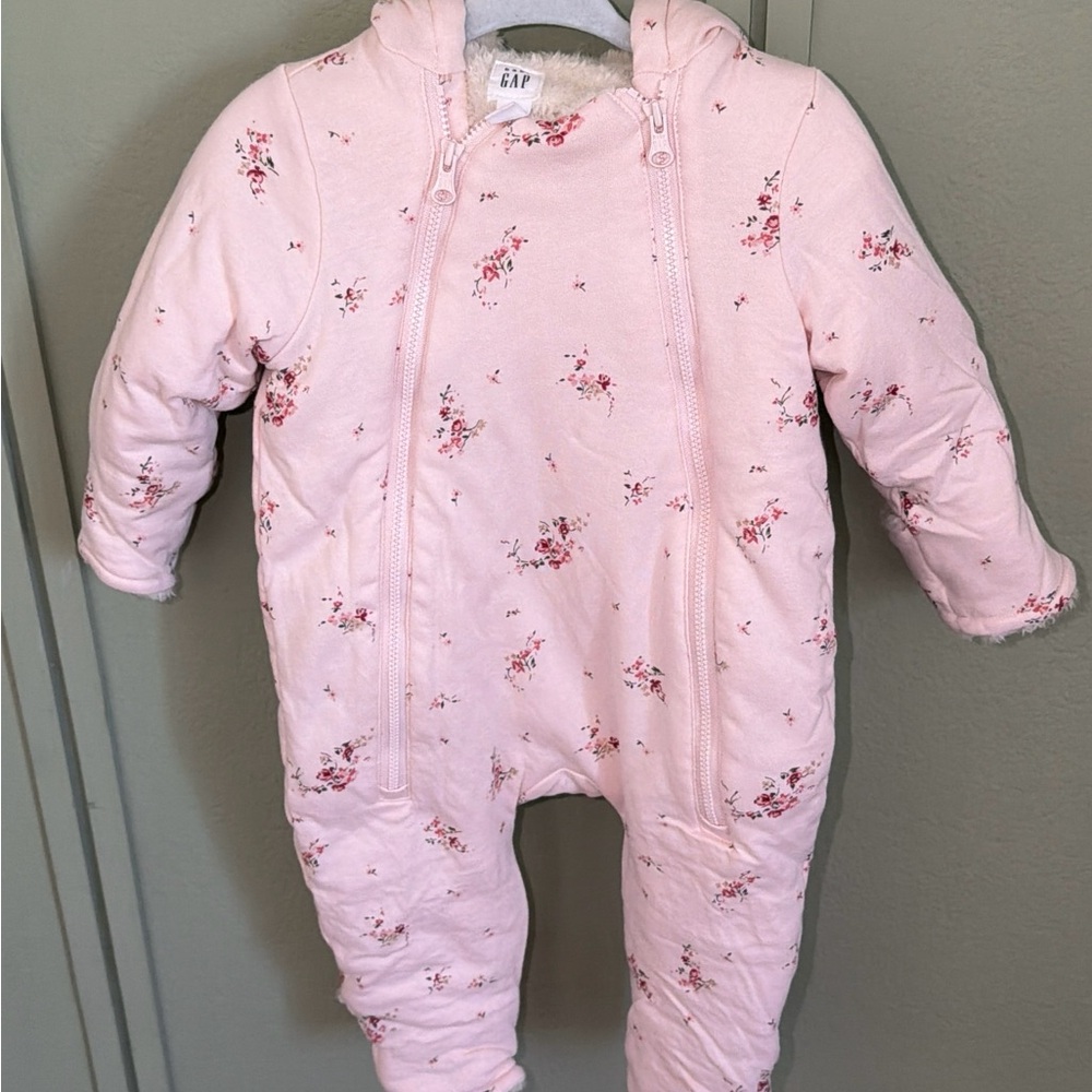 GAP Baby Pink Floral Snowsuit